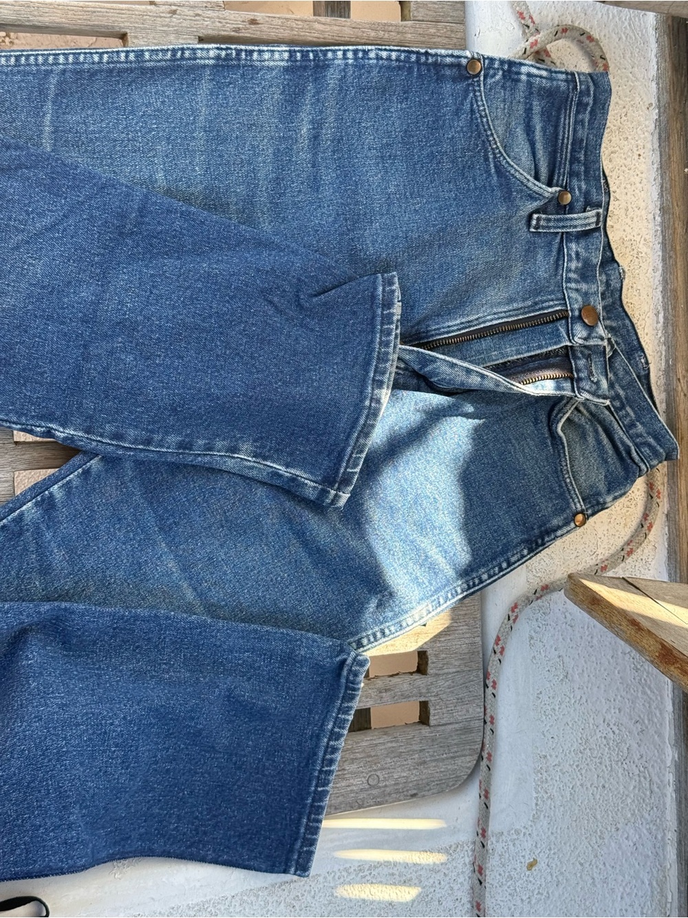 Classic High-Waist wrangler Blue Denim Jeans